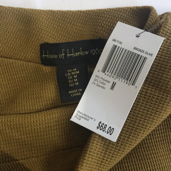 House of Harlow 1960 Waffle Knit Sweater Top Bronze Olive - Picture 9 of 9